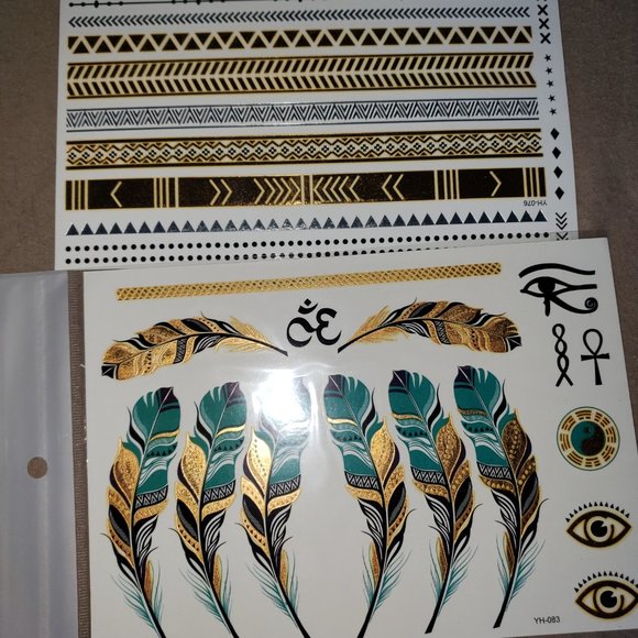3 sheets Golden Silver Temporary Tattoo - Picture 4 of 15